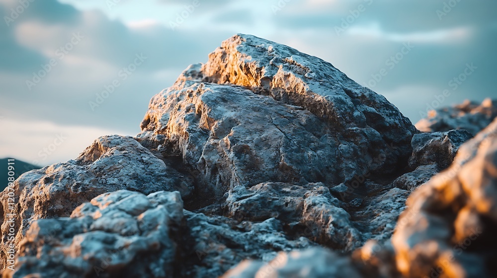 Obraz premium Majestic Rock Formation Under a Cloudy Sky