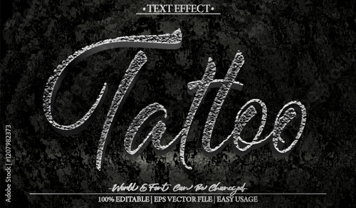 Tattoo Vector Text Effect Editable Alphabet Black Ink Design Artist