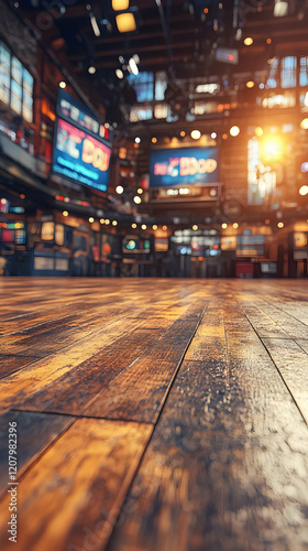 Wallpaper Mural Rustic floor, vibrant indoor market, advertising, product display Torontodigital.ca