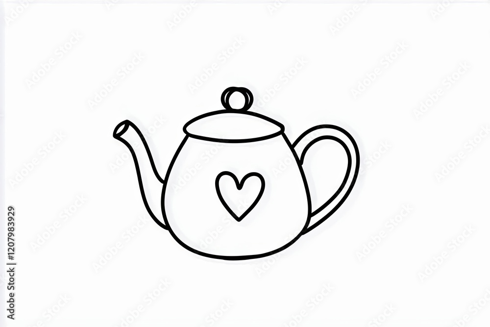 Outline of a teapot with a small heart on its side. Outline of a teapot with a small heart on its side.