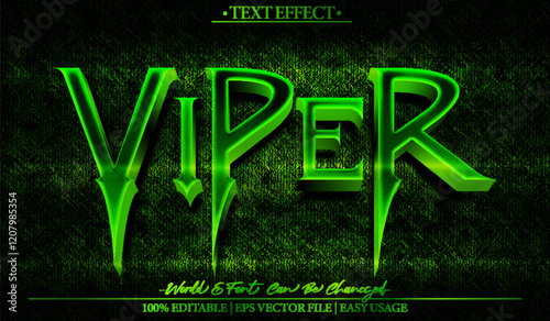 Viper Vector Text Effect Editable Alphabet Green Animal Reptile Venom Danger