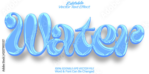 Water Vector Text Effect Editable Alphabet Blue Ocean Sea