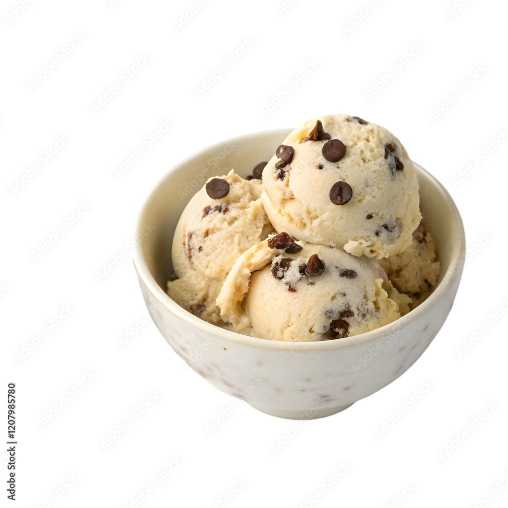 bowl of chocolate chip ice cream on transparent background bowl of chocolate chip ice cream on transparent background