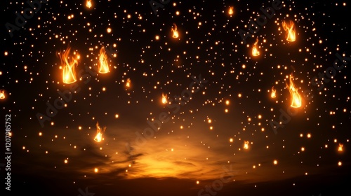 Wallpaper Mural Night Sky Illuminated by Floating Lanterns Festival (2) Torontodigital.ca