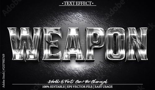 Weapon Vector Text Effect Editable Alphabet Black Gun Riffle Sword