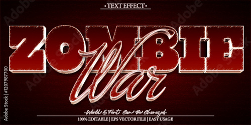 Zombie War Vector Text Effect Editable Alphabet Scary Monster Red