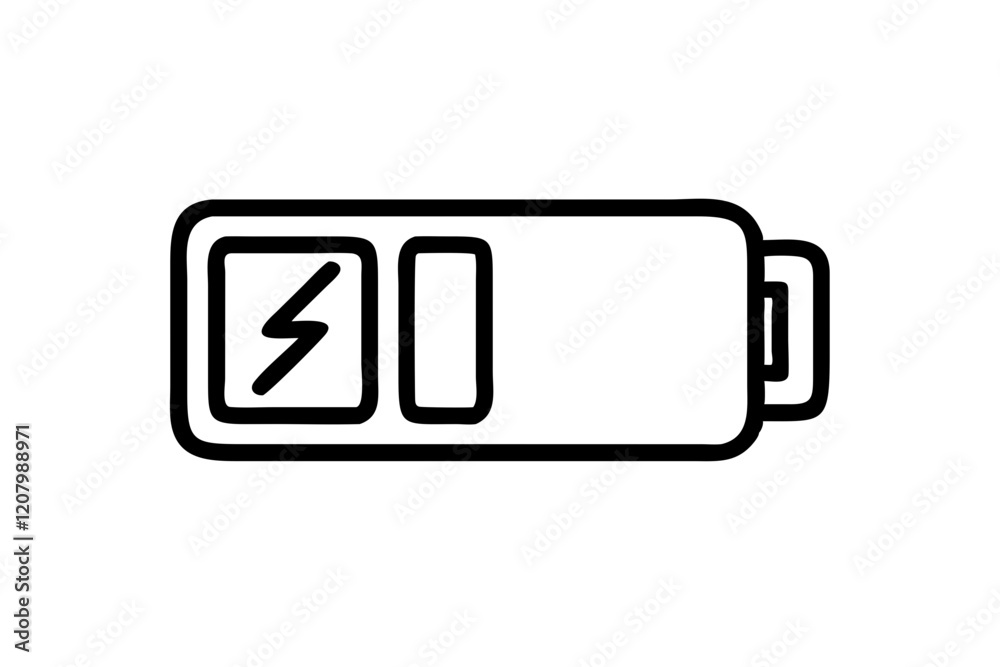 Line Art Icon of Low Battery on Clean White Background Line Art Icon of Low Battery on Clean White Background