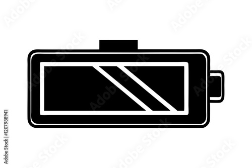 Line Art Icon of Low Battery on Clean White Background