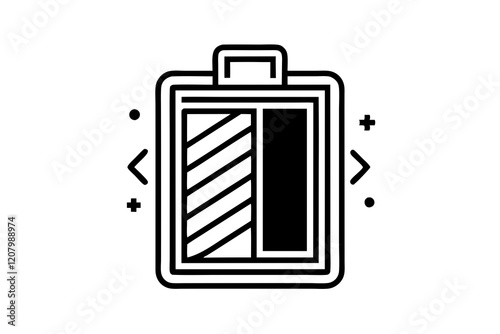 Line Art Icon of Low Battery on Clean White Background