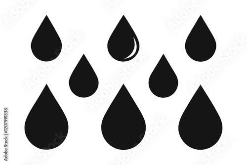 Vector illustration of Water drop icon set isolated. Rain drop silhouette set

