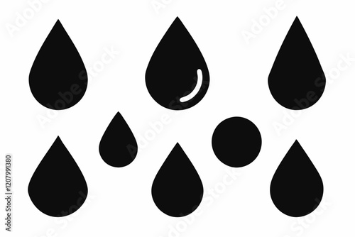 Vector illustration of Water drop icon set isolated. Rain drop silhouette set

