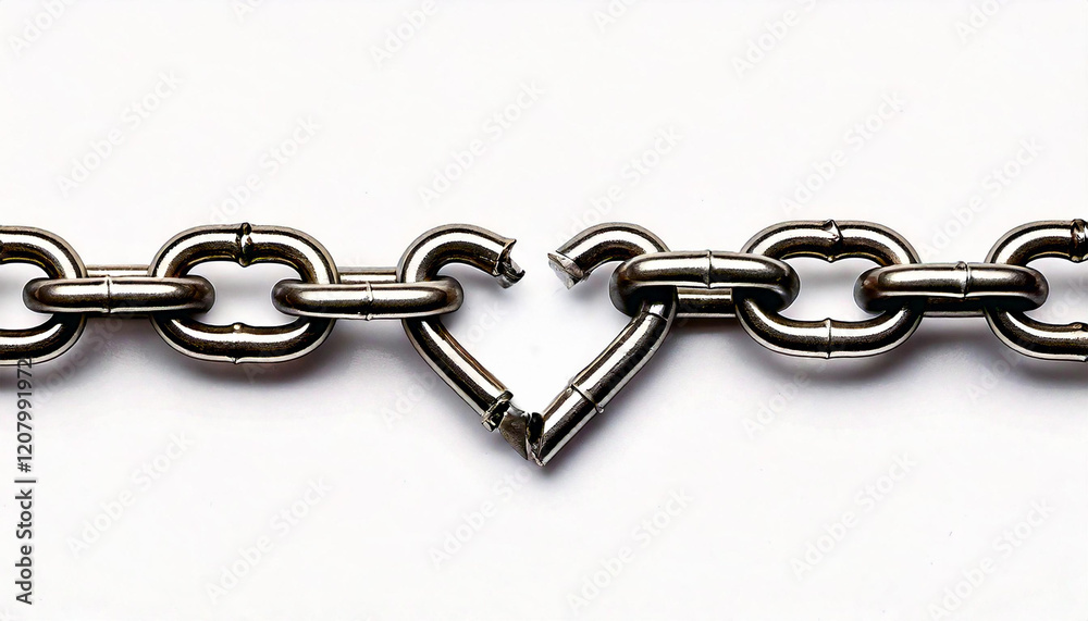 Broken Metal Chain Forming Heart Shape Symbolizing Strength and Fragility in Love Broken Metal Chain Forming Heart Shape Symbolizing Strength and Fragility in Love