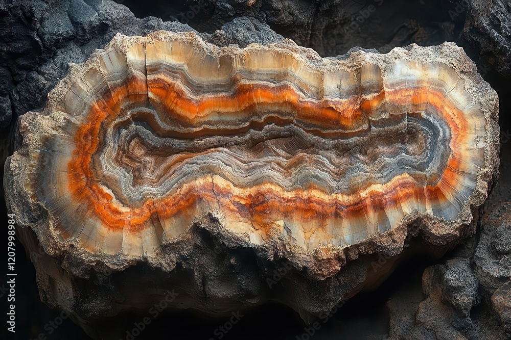 Obraz premium ancient petrified wood closeup with detailed grain patterns rich earth tones and geological textures