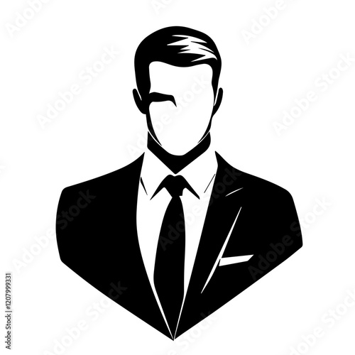 Black and white flat vector illustration of a business man. Strict style. Office worker. Entrepreneur. Director.