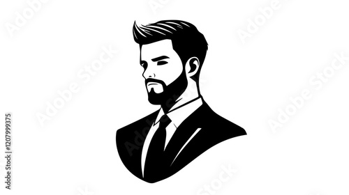 Black and white flat vector illustration of a business man. Strict style. Office worker. Entrepreneur. Director.