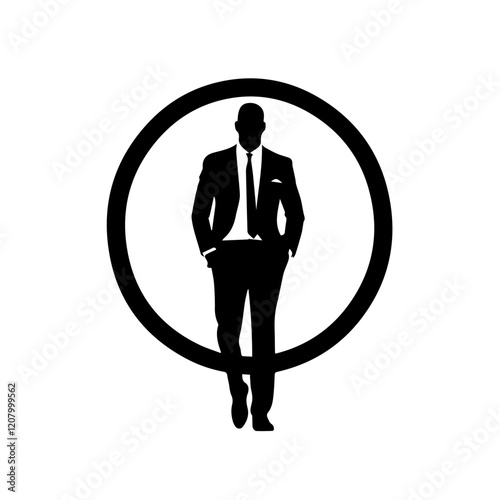Black and white flat vector illustration of a business man. Strict style. Office worker. Entrepreneur. Director.