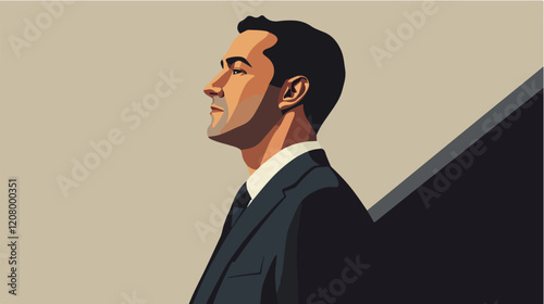 Flat vector illustration of a business man. Strict style. Office worker. Entrepreneur. Director.