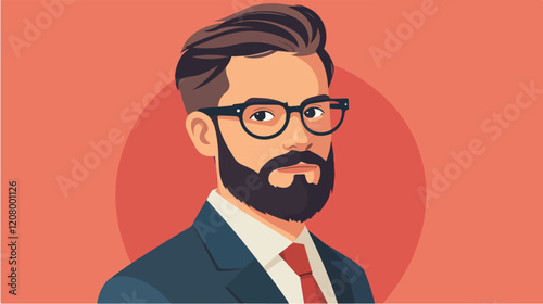 Flat vector illustration of a business man. Strict style. Office worker. Entrepreneur. Director.