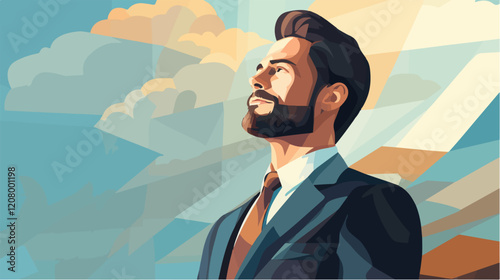 Flat vector illustration of a business man. Strict style. Office worker. Entrepreneur. Director.
