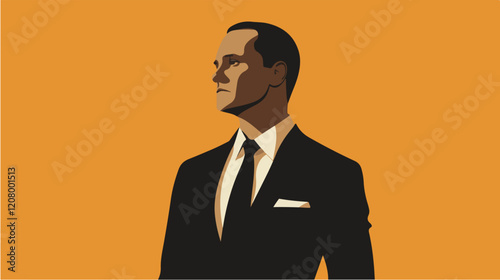 Flat vector illustration of a business man. Strict style. Office worker. Entrepreneur. Director.