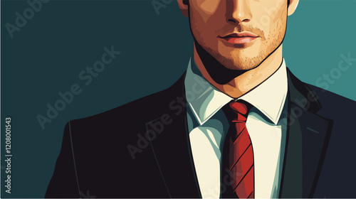 Flat vector illustration of a business man. Strict style. Office worker. Entrepreneur. Director.