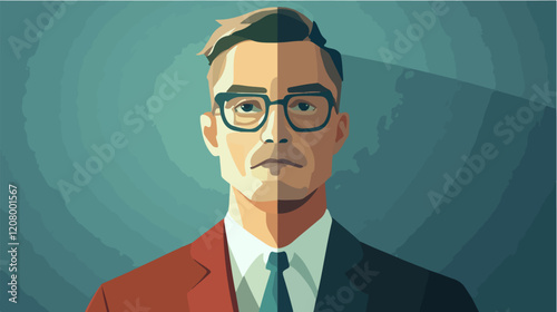 Flat vector illustration of a business man. Strict style. Office worker. Entrepreneur. Director.