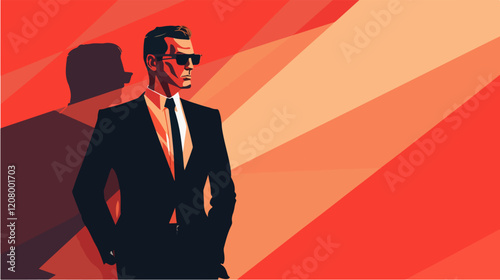 Flat vector illustration of a business man. Strict style. Office worker. Entrepreneur. Director.