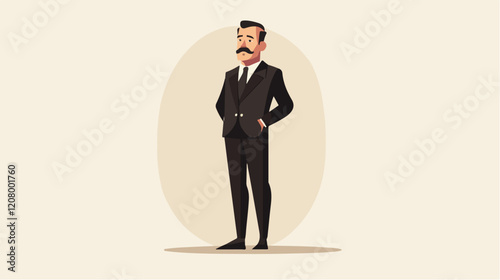 Flat vector illustration of a business man. Strict style. Office worker. Entrepreneur. Director.