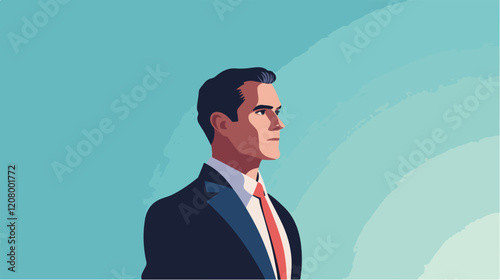 Flat vector illustration of a business man. Strict style. Office worker. Entrepreneur. Director.