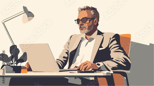 Flat vector illustration of a business man. Strict style. Office worker. Entrepreneur. Director.