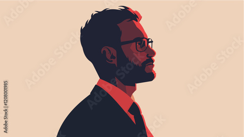 Flat vector illustration of a business man. Strict style. Office worker. Entrepreneur. Director.