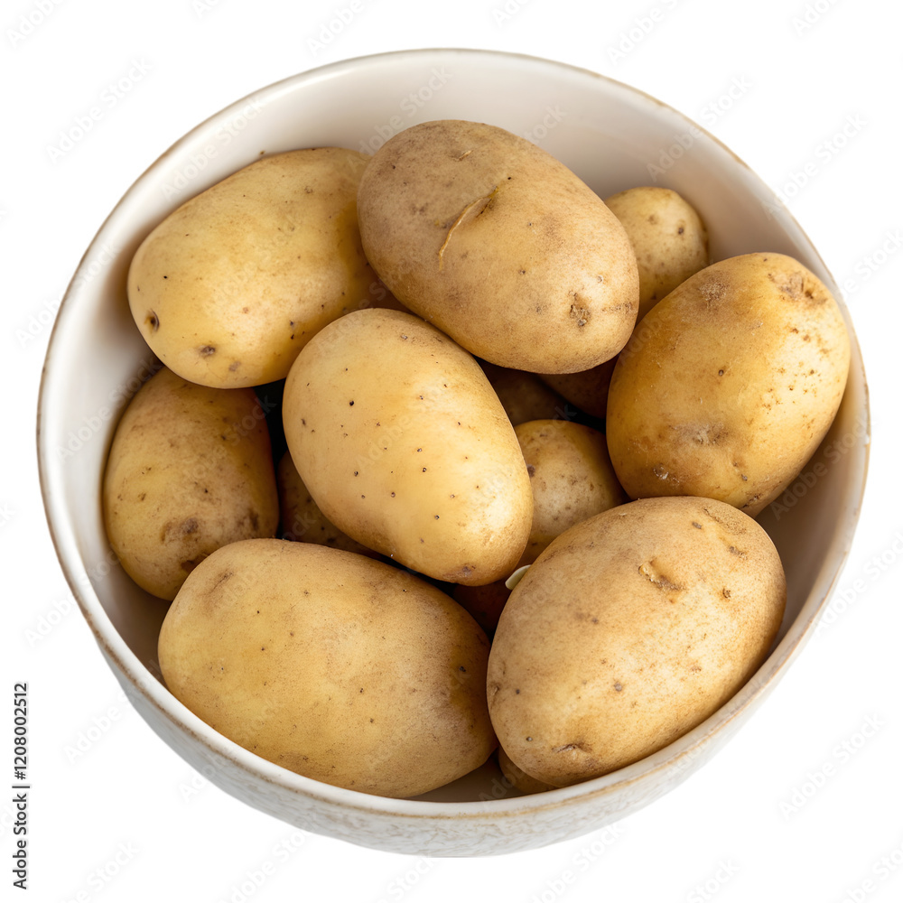 bowl of raw potatoes on transparent background bowl of raw potatoes on transparent background