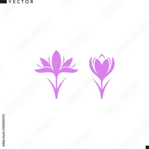 Crocus silhouette. Purple flower icon