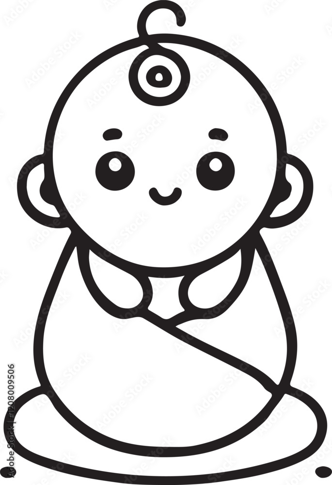 Relaxed baby vector design with white background Relaxed baby vector design with white background