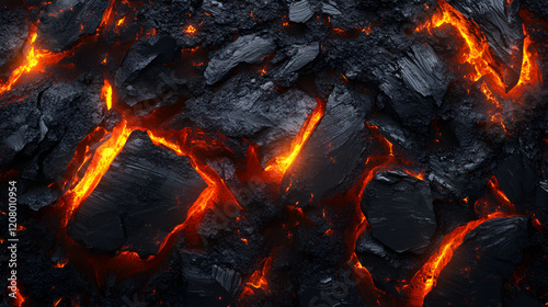 Coals burning in the fireplace