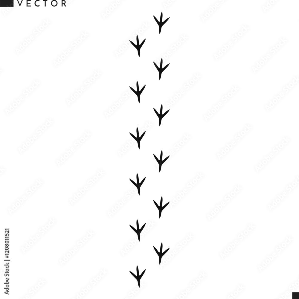 Obraz premium Raven paw print silhouette. Crow paw print vector