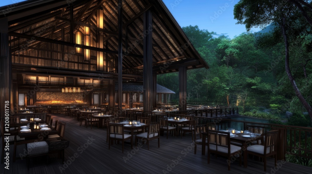 Open-Air Restaurant Design Tropical Forest Setting Open-Air Restaurant Design Tropical Forest Setting
