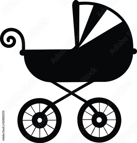 baby stroller sitting silhouette,baby stroller sitting icon vector
