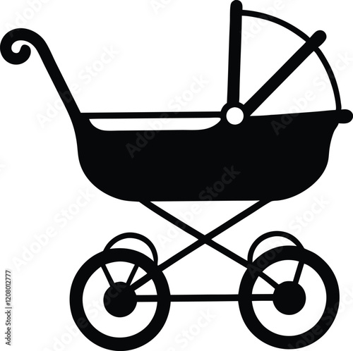 baby stroller sitting silhouette,baby stroller sitting icon vector