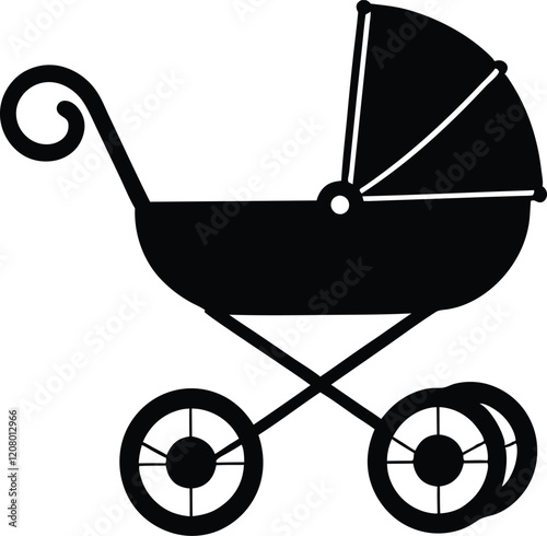 baby stroller sitting silhouette,baby stroller sitting icon vector