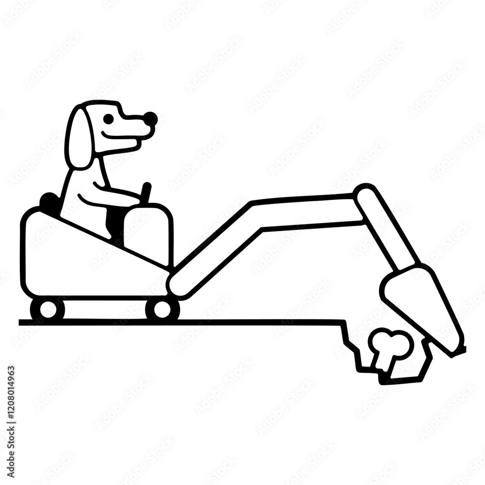 Dog Bone Burying Excavator Digging Cool Excavating Design Lover Art Vector Illustration Card T-Shirt Poster Sticker Graphic Print Decorative Drawing Isolated Logo Decoration Symbol Creative Cool Style Dog Bone Burying Excavator Digging Cool Excavating Design Lover Art Vector Illustration Card T-Shirt Poster Sticker Graphic Print Decorative Drawing Isolated Logo Decoration Symbol Creative Cool Style