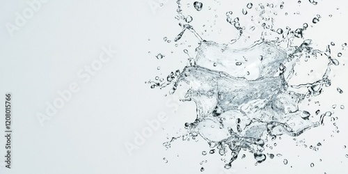Splash of Clear Water Against Light Background with Droplets