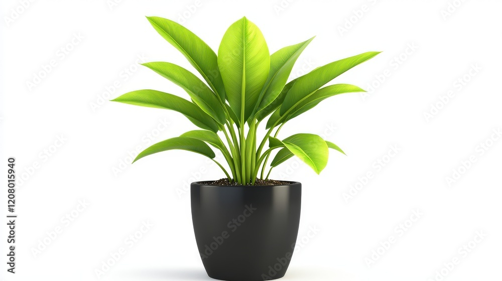 Lush Green Plant in a Sleek Black Pot Lush Green Plant in a Sleek Black Pot