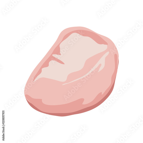 Chicken meat in flat design. Pink uncooked poultry fillet, butchery menu. Vector illustration isolated.