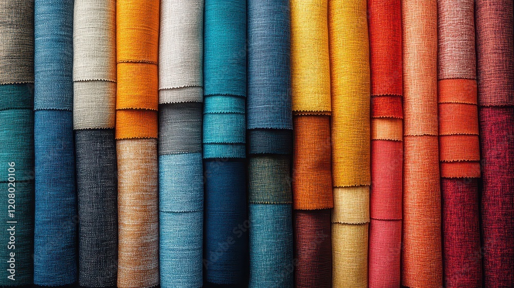 Vibrant Array of Colorful Fabric Swatches Elegantly Displayed in a Flat Lay Composition Highlighting Textures Patterns and Rich Hues Ideal for Fashion Design and Creative Projects Inspiration