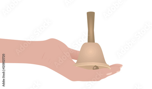 Hand hold bell. vector illustration