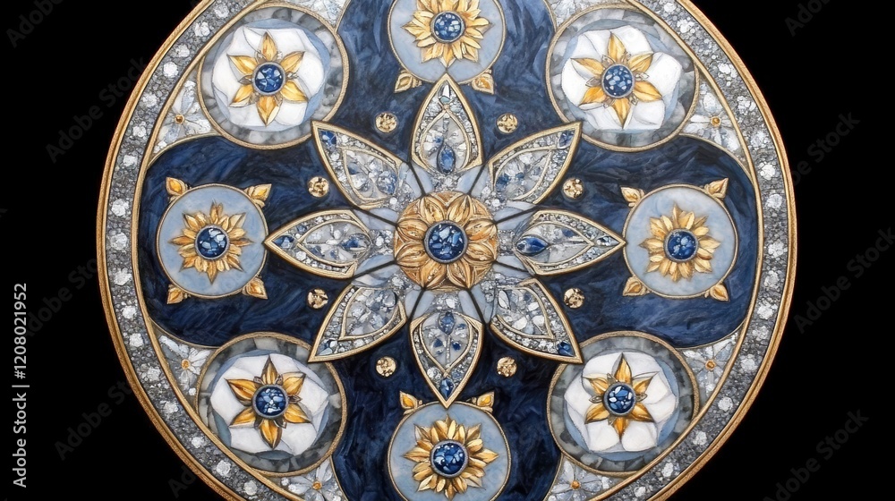 Obraz premium Ornate Jewel-Encrusted Circular Mandala Design
