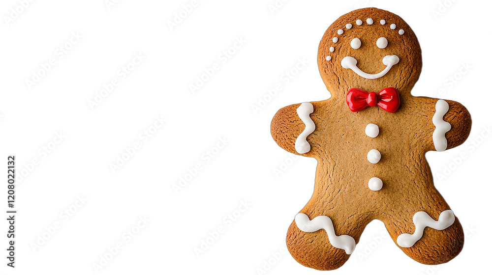 a gingerbread man decorated with a red bow PNG image, PNG file, Generative art. a gingerbread man decorated with a red bow PNG image, PNG file, Generative art.