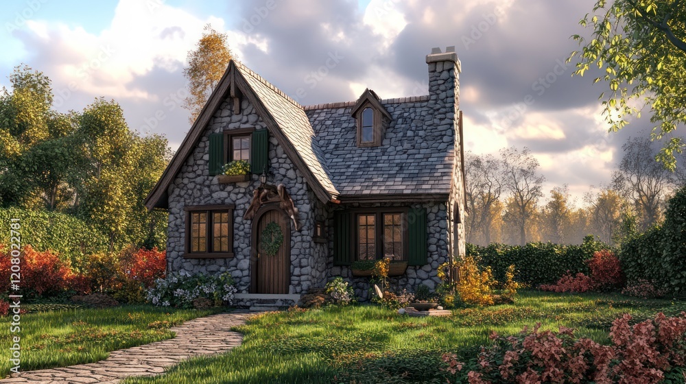 Fototapeta premium Small house 3D plan