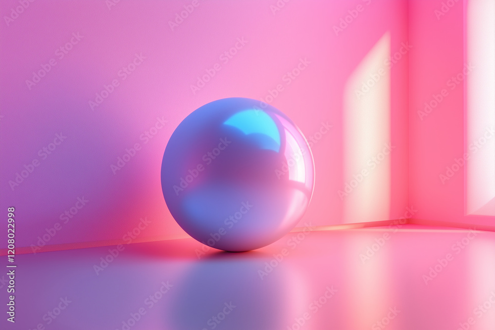 A single geometric sphere casting a soft shadow, placed on a smooth gradient background, pastel tones, minimalist aesthetic, hyper-detailed 3D render, soft lighting, clean edges 